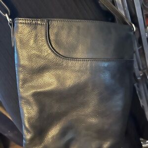 Margot deep black, soft leather crossbody bag. 8.5x10